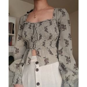 Adored Vintage Long Sleeve Milkmaid Floral Top